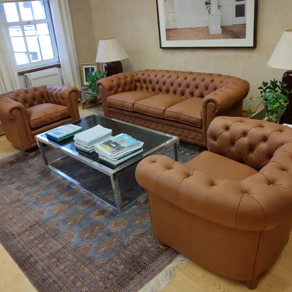 Juego de sillones Chesterfield retapizados en Neuquén